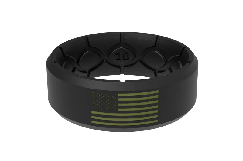 Edge Hero - America Black &amp; Moss Green Flag Ring